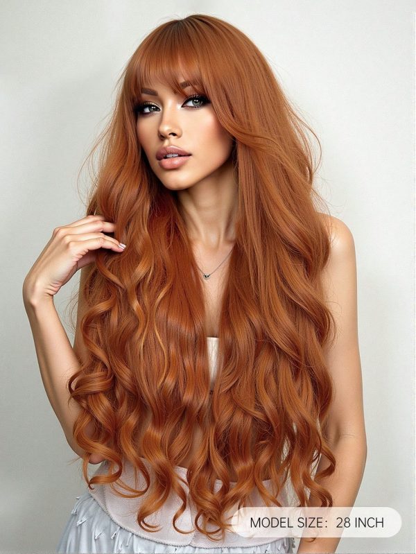 Leuchtendes Kupferrot: Dein Langer Wellen-Pony-Traum für einen unwiderstehlichen Look!