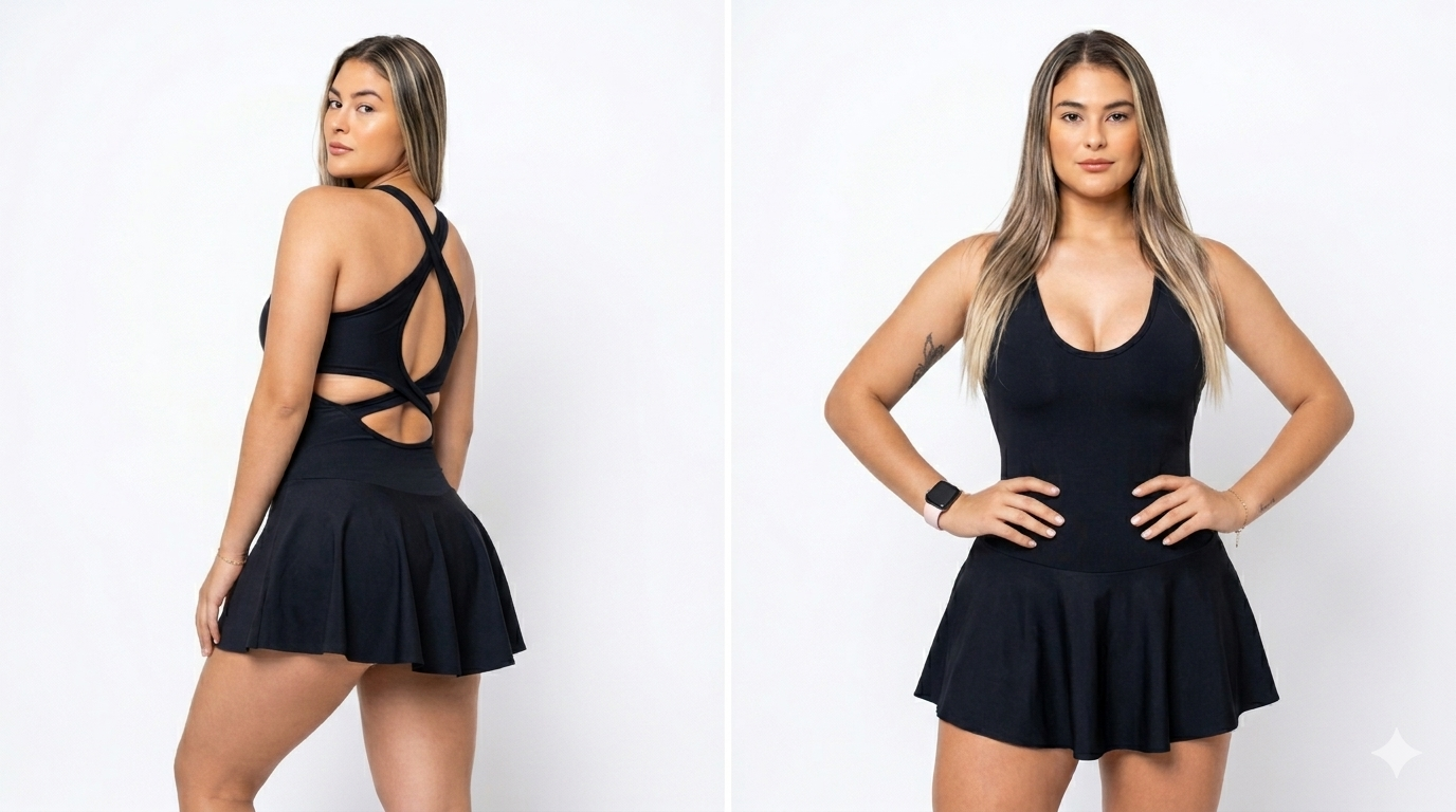 Sportliches Kleid mit gekreuzten Trägern – Schwarz